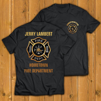Camiseta Dourada de Crachá do Departamento de Bombeiros