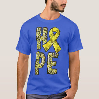 Camiseta Dourada Faixa Leopardo Imprime Esperança Cancer De