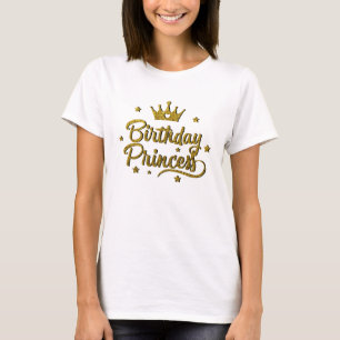Camiseta Dourada Glitter Birthday Princess
