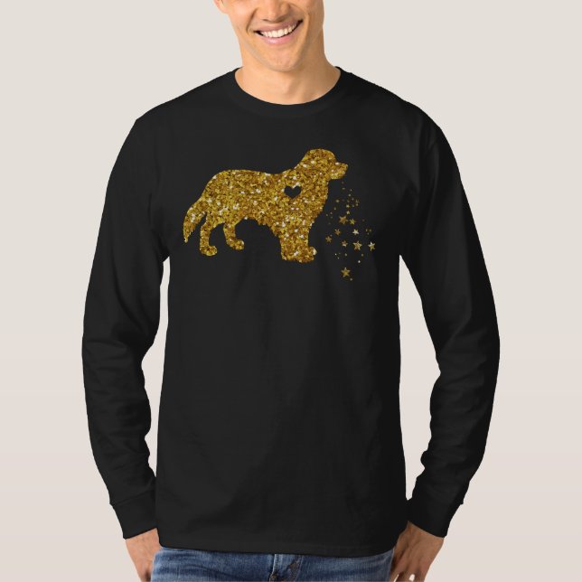 Camiseta Dourada Glitter Stars Labrador (Frente)