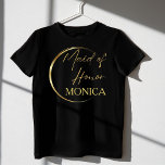Camiseta Dourada madrinha de casamento personalizada minima<br><div class="desc">Dourado escrip minimalista presente de madrinha de casamento personalizado com o nome T-Shirt ,  uma camisa amável para uma fotografia de um dia especial e diversão.</div>