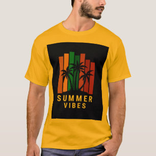 Camiseta dourada meio manga vibrações de verão