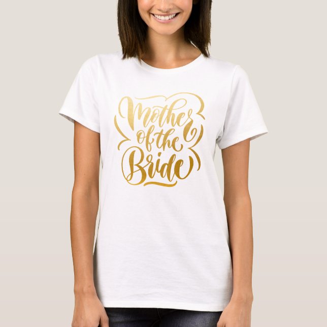 Camiseta Dourada Metálica Falsa Mãe da Noiva (Frente)