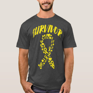 Camiseta Dourada Ribbon Hearts Survivent Chilhood Cancer Aw