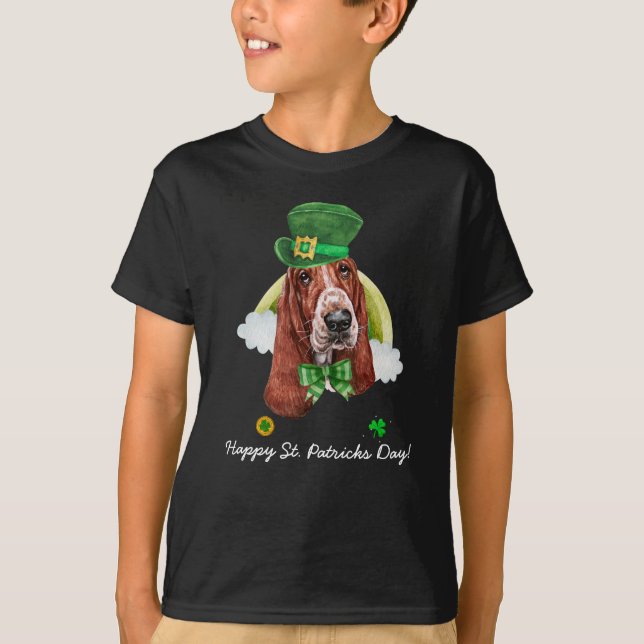 Camiseta Dourada Rua Engraçado do Basset, Dia dos Patrícios (Frente)