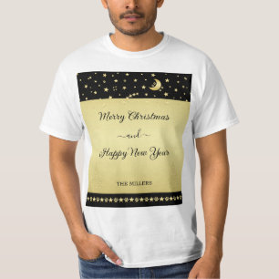 Camiseta Douradas estrelas brilhantes de Natal, patas em ou