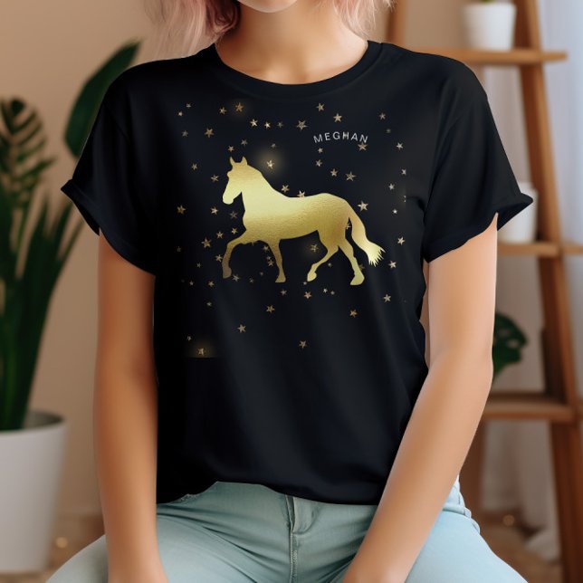 Camiseta Douradas estrelas equestres Monograma equestre (Criador carregado)