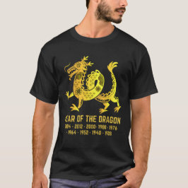 Camiseta Dourado Ano De Gradiente Do Dragão Zodíaco Chinês