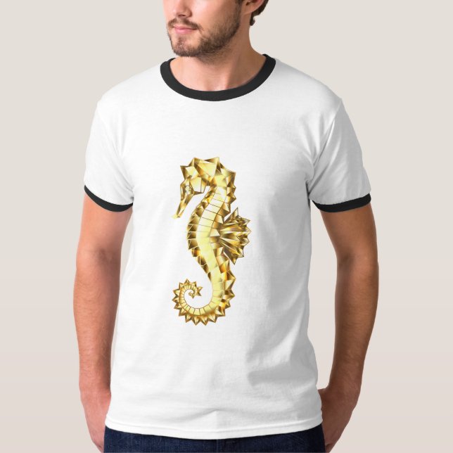 Camiseta Dourado Cavalo de Mar Poligonal (Frente)