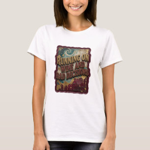 Camiseta Dourado Cintilante CORRENDO COM VINHO E MÁS DECISÕ