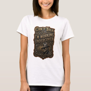 Camiseta Dourado Cintilante NÃO POSSO FALAR ESTOU TRABALHAN