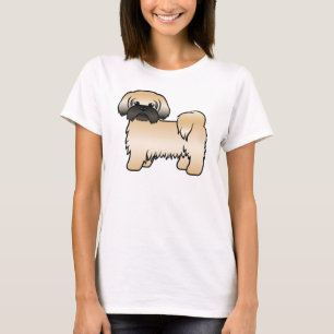 Camiseta Dourado com a máscara negra Shih Tzu Cute Cartoon