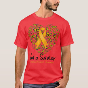 Camiseta Dourado Coração da Borboleta Sou um Sobrevivente d