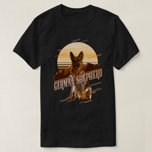 Camiseta Dourado do German shepherd gráfico retrorreflector (Frente do Design)