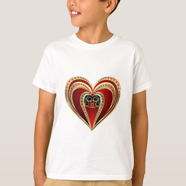 Camiseta Dourado e Coração Vermelho (Frente)