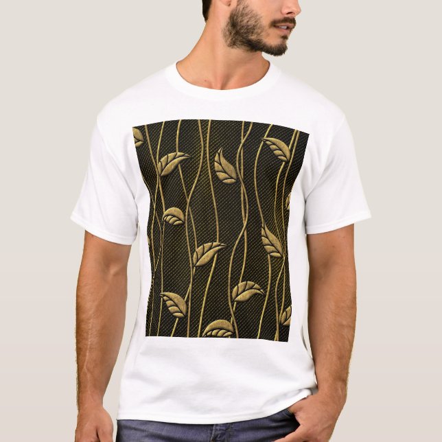 Camiseta Dourado e preto: deixa textura 3D. (Frente)