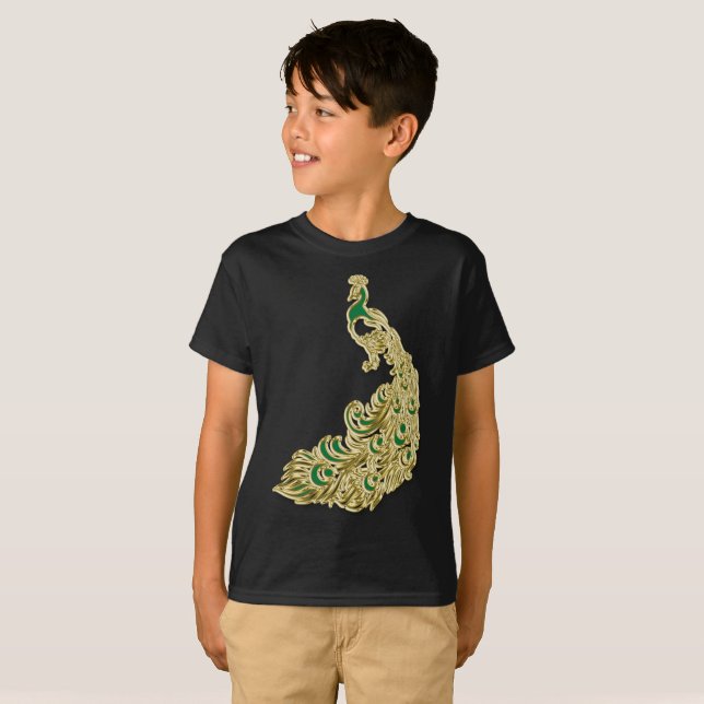 Camiseta Dourado e verde pavão brilhando (Frente Completa)