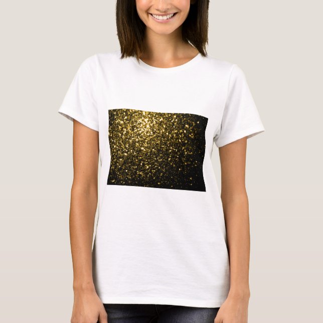 Camiseta Dourado escuro amarelo brilho falso faisca (Frente)