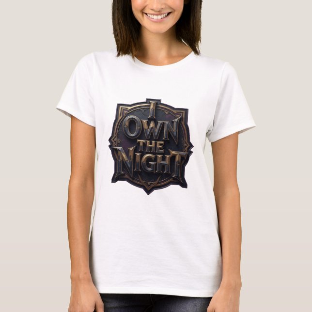 Camiseta Dourado Forte EU POSSUO A NOITE Design de Texto (Frente)