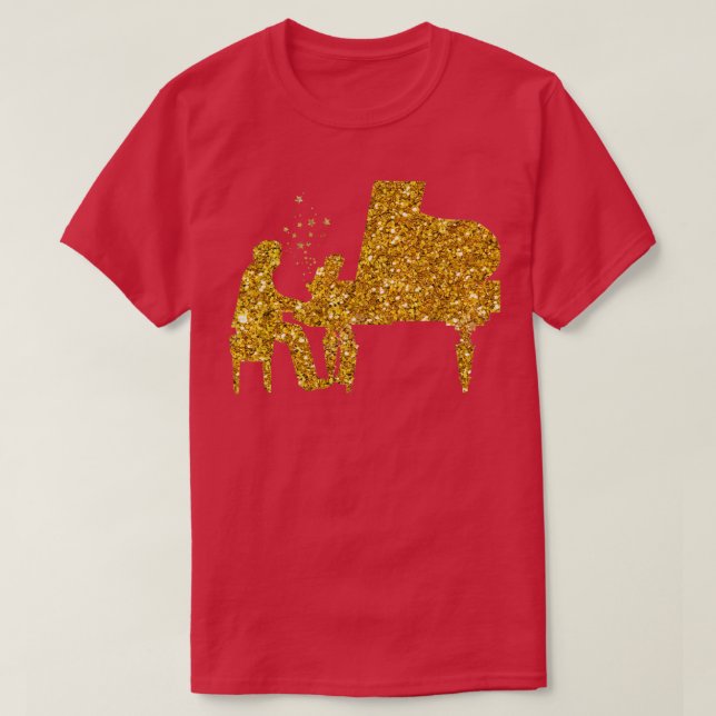 Camiseta Dourado Glitter Stars piano (Frente do Design)