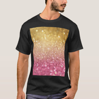 Camiseta Dourado Livro Rosa: Luzes Abstrato
