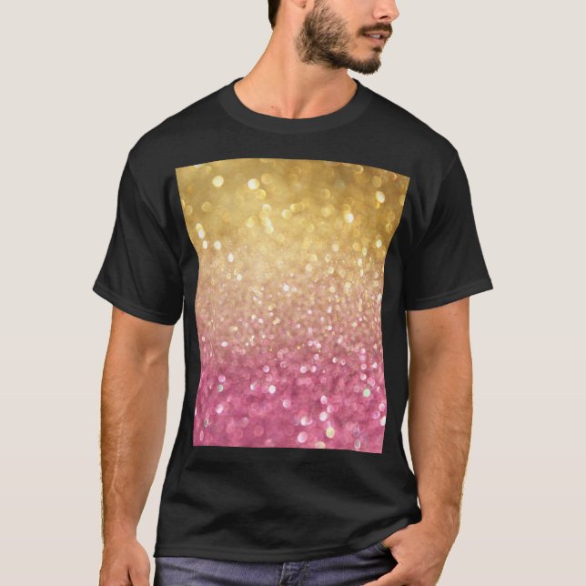 Camiseta Dourado Livro Rosa: Luzes Abstrato (Frente)