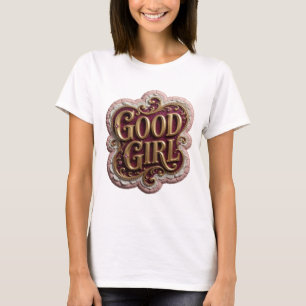Camiseta Dourado Nítido Design de Texto GOOD GIRL