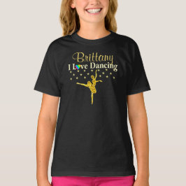 CAMISETA DOURADO PERSONALIZADO EU AMO DANÇAR PARA CAMISECER