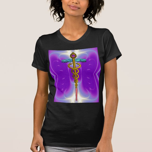 Camiseta DOURADO SÍMBOLO MÉDICO CADUANO, Roxo (Frente)