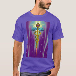 Camiseta DOURADO SÍMBOLO MÉDICO CADUEUS, Verde Roxo