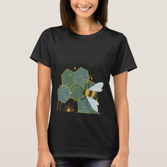 Camiseta Dourado Sol Bico Abelhas Amarelas Mel Mel Bumble (Frente)