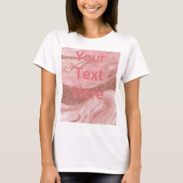 Camiseta Dourado Texto Personalizado Básico T-Shirt Rosa Ro