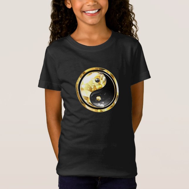 Camiseta Dourado Yin Yang a preto (Frente)