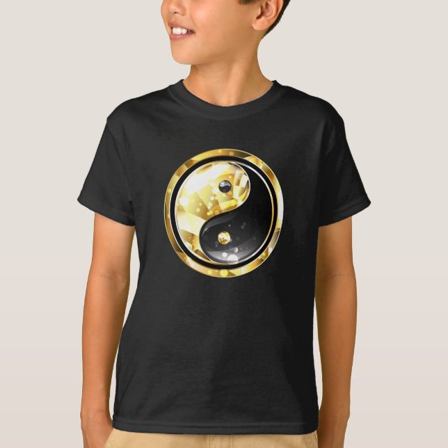 Camiseta Dourado Yin Yang a preto (Frente)