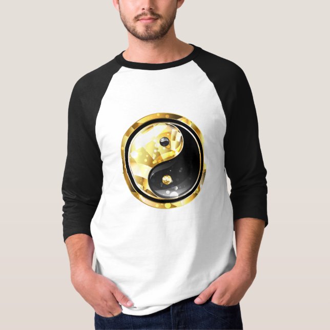 Camiseta Dourado Yin Yang a preto (Frente)