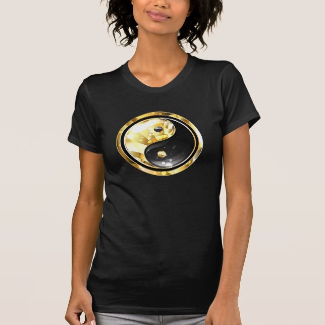 Camiseta Dourado Yin Yang a preto (Frente)