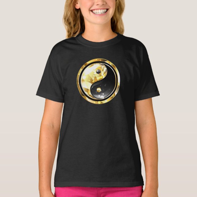 Camiseta Dourado Yin Yang a preto (Frente)