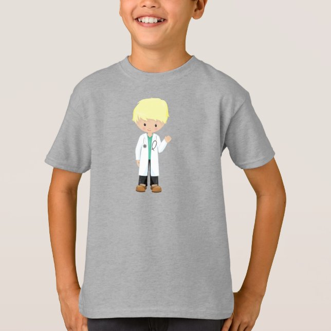 Camiseta Doutor, Casaco de laboratório, Medicina, Garoto Fo (Frente)