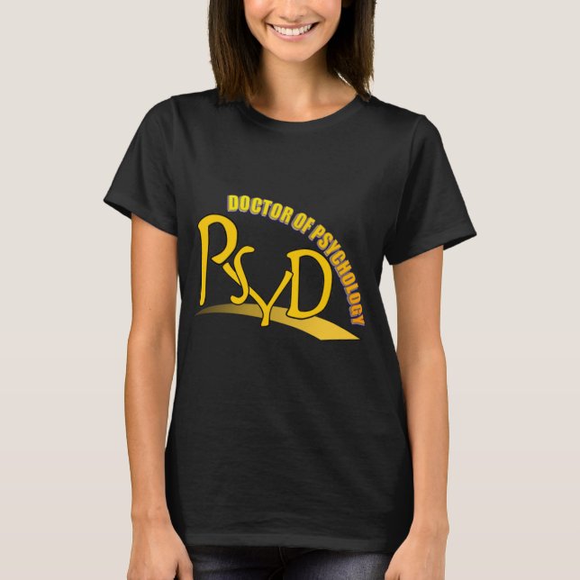 CAMISETA DOUTOR PSICOLOGIA AMARELO LOGOTIPO DE PSYD (Frente)