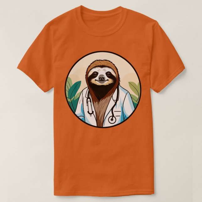 Camiseta Doutor Sloth Curando-se com e e Compaixão (Frente do Design)