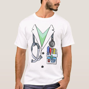 Camiseta Doutor White Lab Casaco Costume Halloween Médico