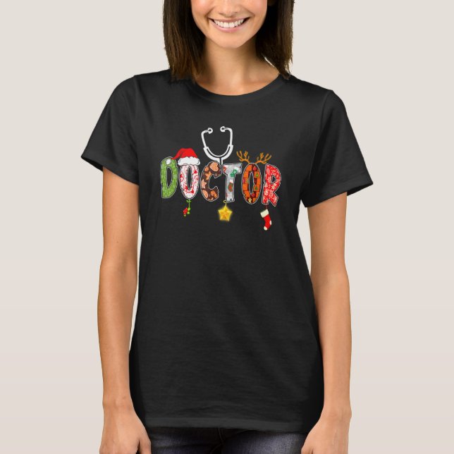 Camiseta Doutora Feriada de Natal Pajamas Feriado Matriz Fa (Frente)