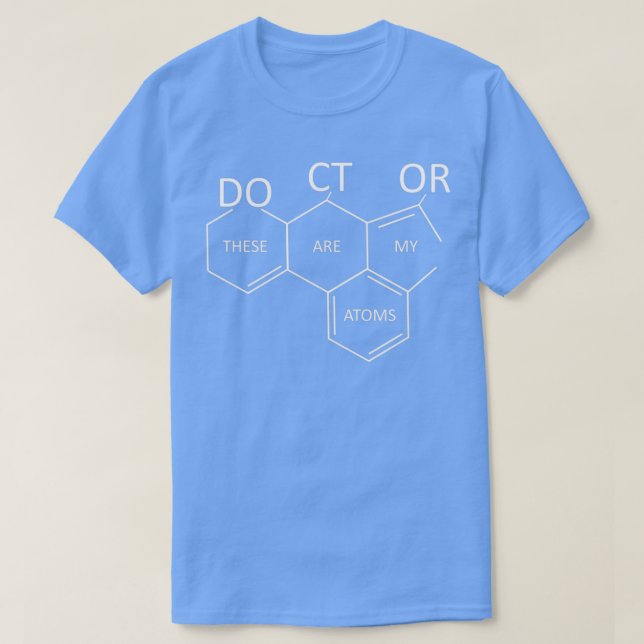 Camiseta Doutora Médica presente para Médicos Átomos de Quí (Frente do Design)