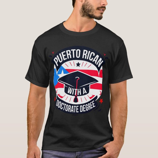 Camiseta Doutorado porto-riquenho PhD 2024 (Frente)