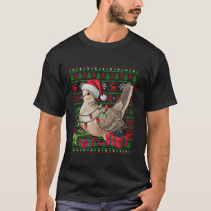 Camiseta Dove Bird Xmas Luzes Feias Santa Hat Mourning Dove