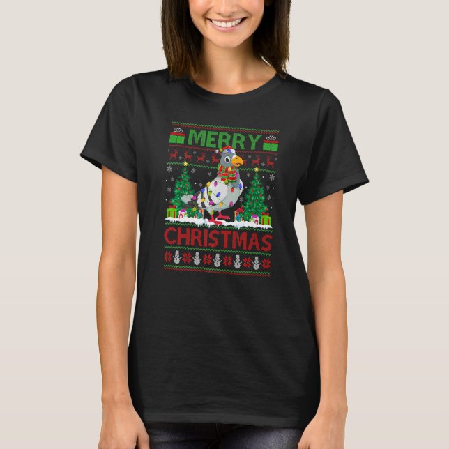 Camiseta Dove Bird Xmas Tree Ugly Papais noeis Dove Natal (Frente)