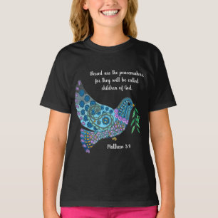 Camiseta Dove Colorida Versa sobre a paz (Matthew 5:9)
