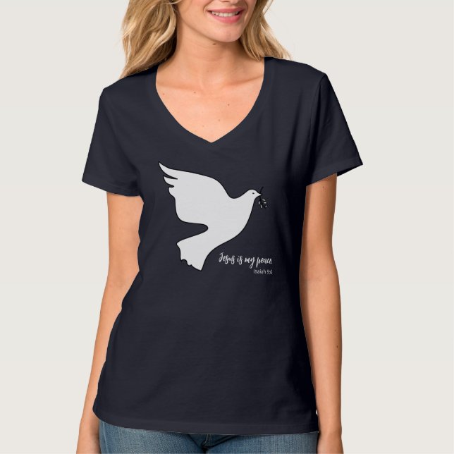 Camiseta Dove Inspiracional w Olive Branch Jesus é Paz (Frente)