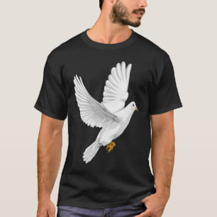 Camiseta Dove Of Peace White Pigeon Mão Desenhada Trabalho