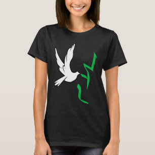 Camiseta Dove Segurando A Palavra Paz Salam No Mundo Árabe